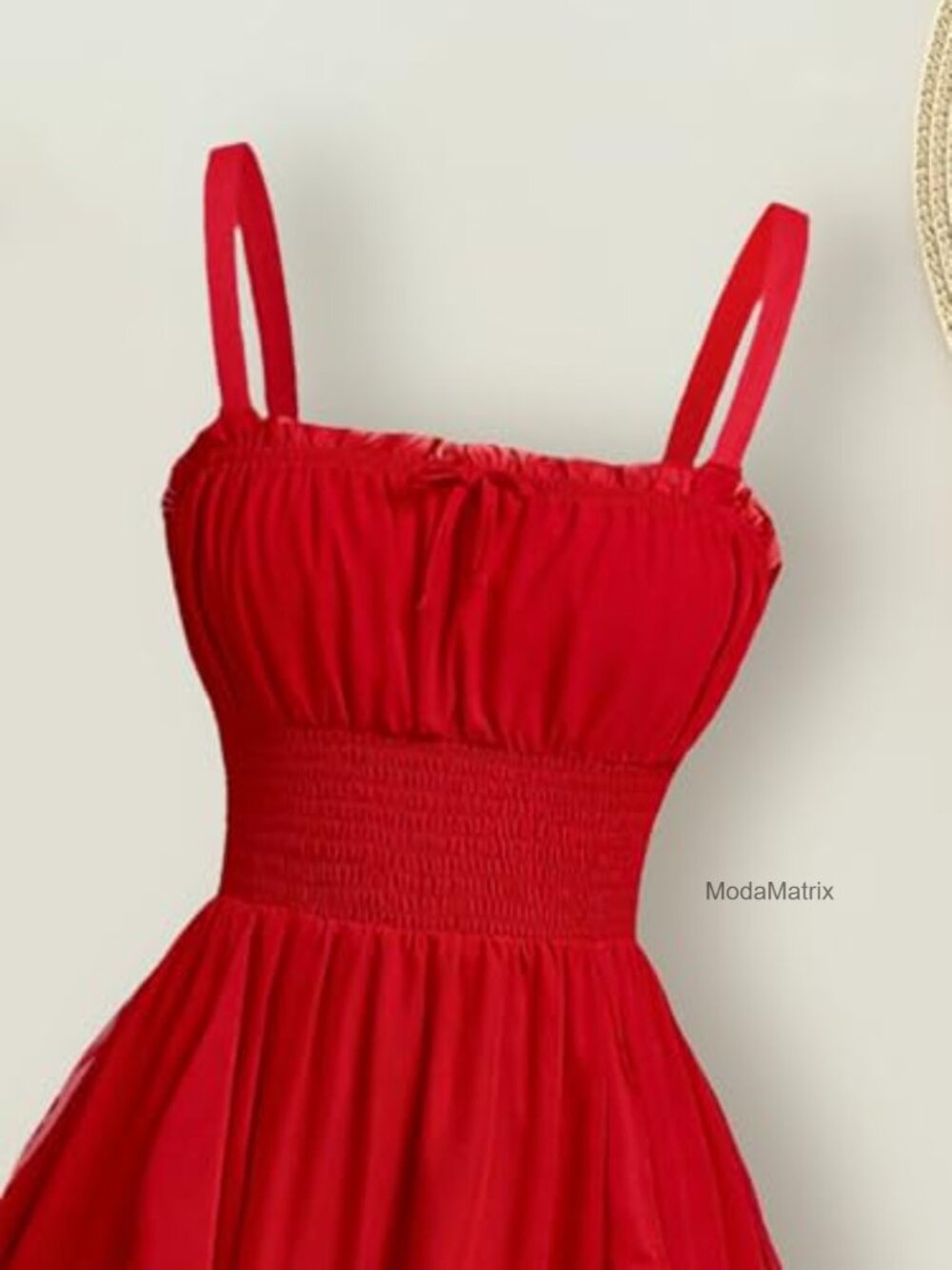 Girls Sleeveless Ruched Ruffle Hem A Line Spaghetti Strap Flowy Sundress Long - Picture 4 of 5